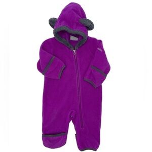 Columbia fleece baby suit 6/12 months bear raspberry purple